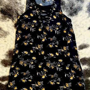 Lace Up Floral Printed Dress